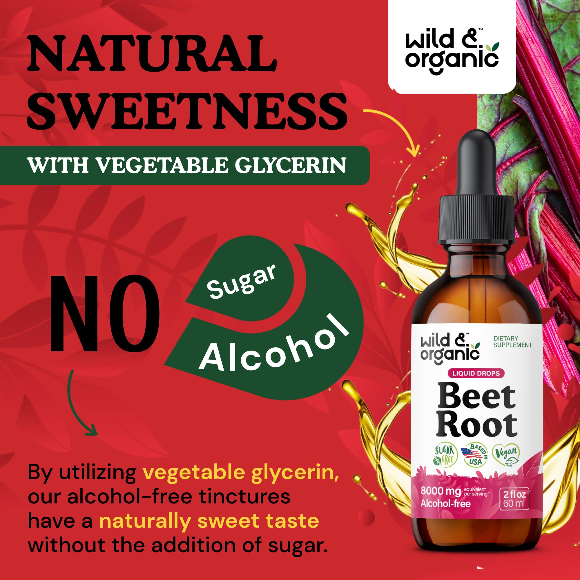  vegan, sugar-free, and natural formula icons for beet root tincture