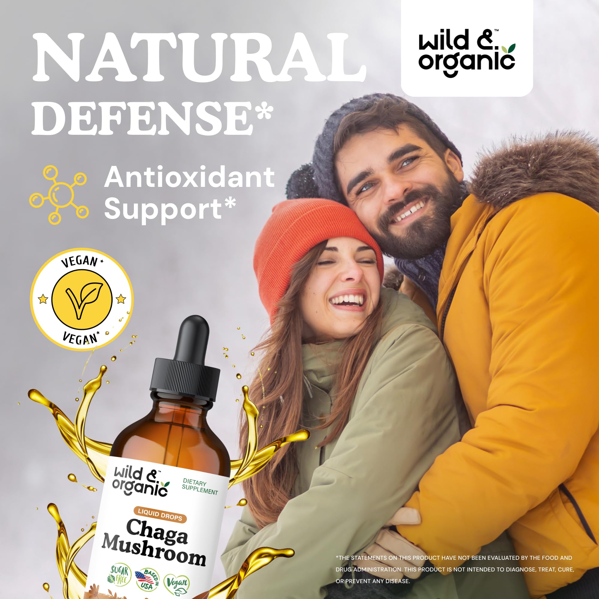 Chaga mushroom extract drops close-up with dropper