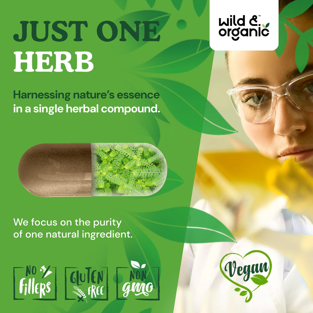 Vegan and plant-based formulation of Wild & Organic Chanca Piedra capsules