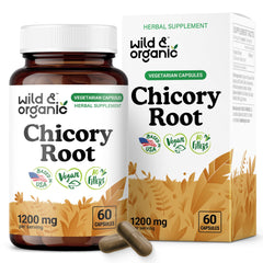 Bottle of Wild & Organic Chicory Root Capsules, 1200 mg per serving