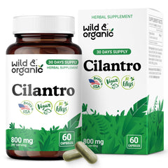 Front view of Wild & Organic Cilantro Capsules 800 mg bottle
