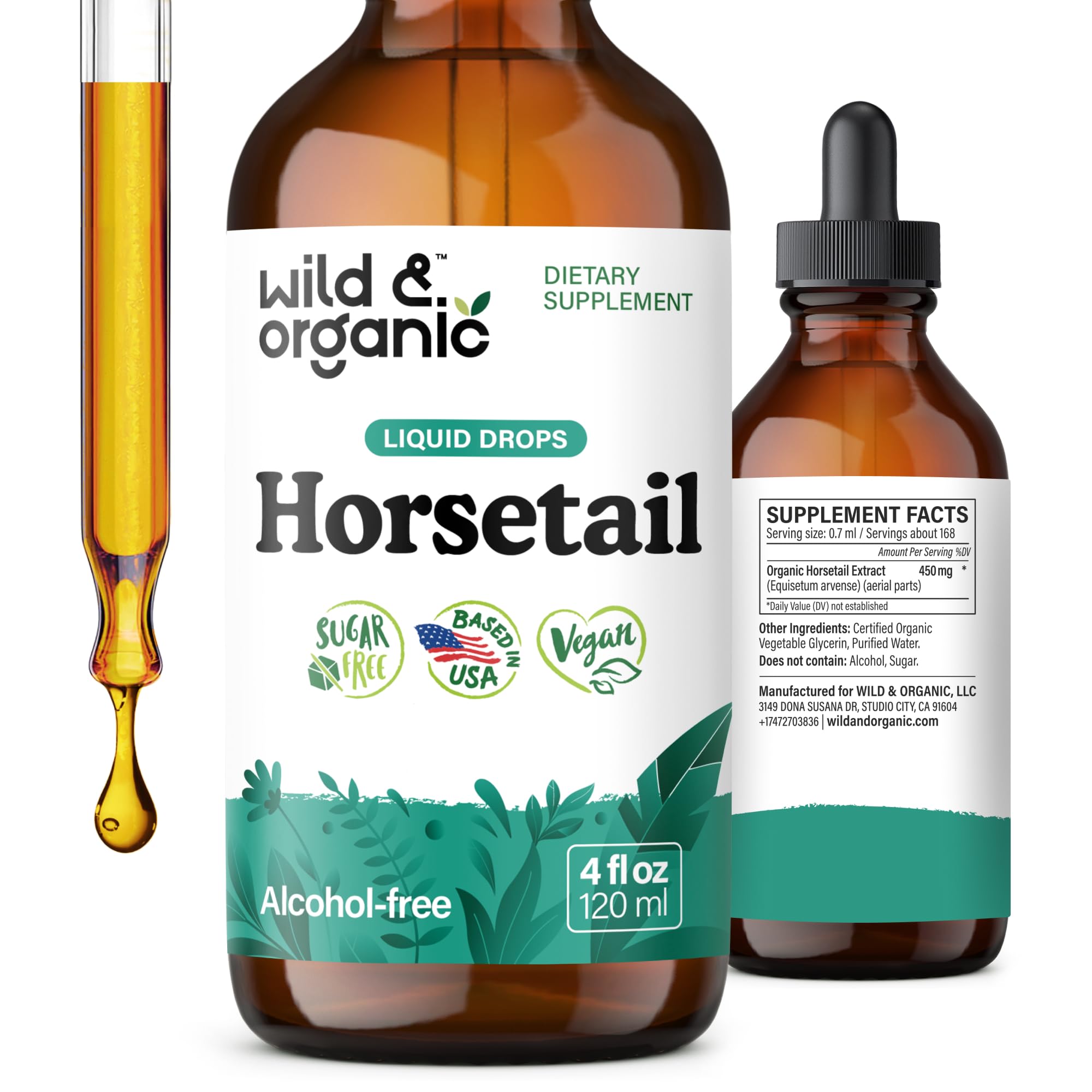 4oz bottle of Wild & Organic Horsetail Tincture