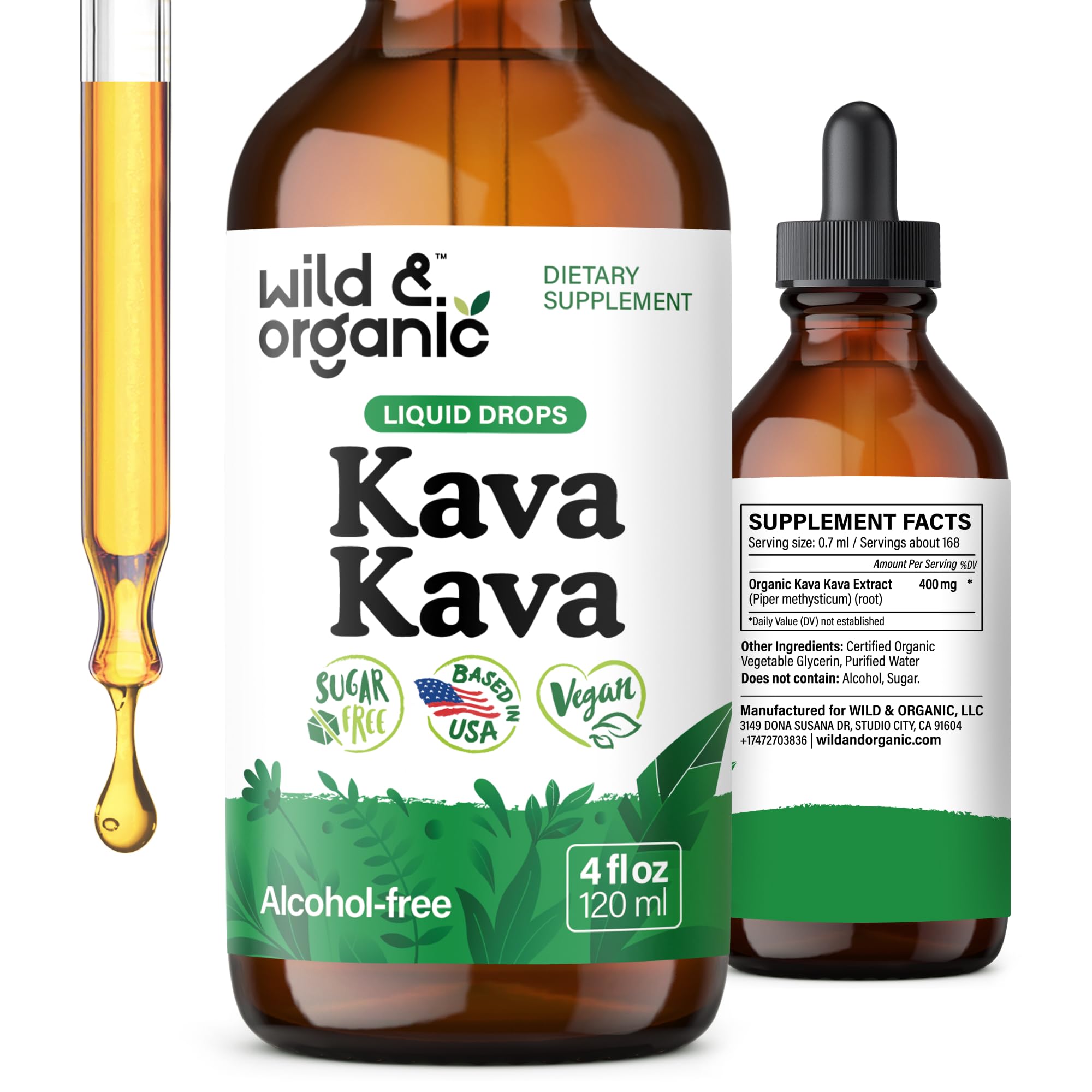 Wild & Organic Kava Kava Drops bottle 4 fl oz hero image