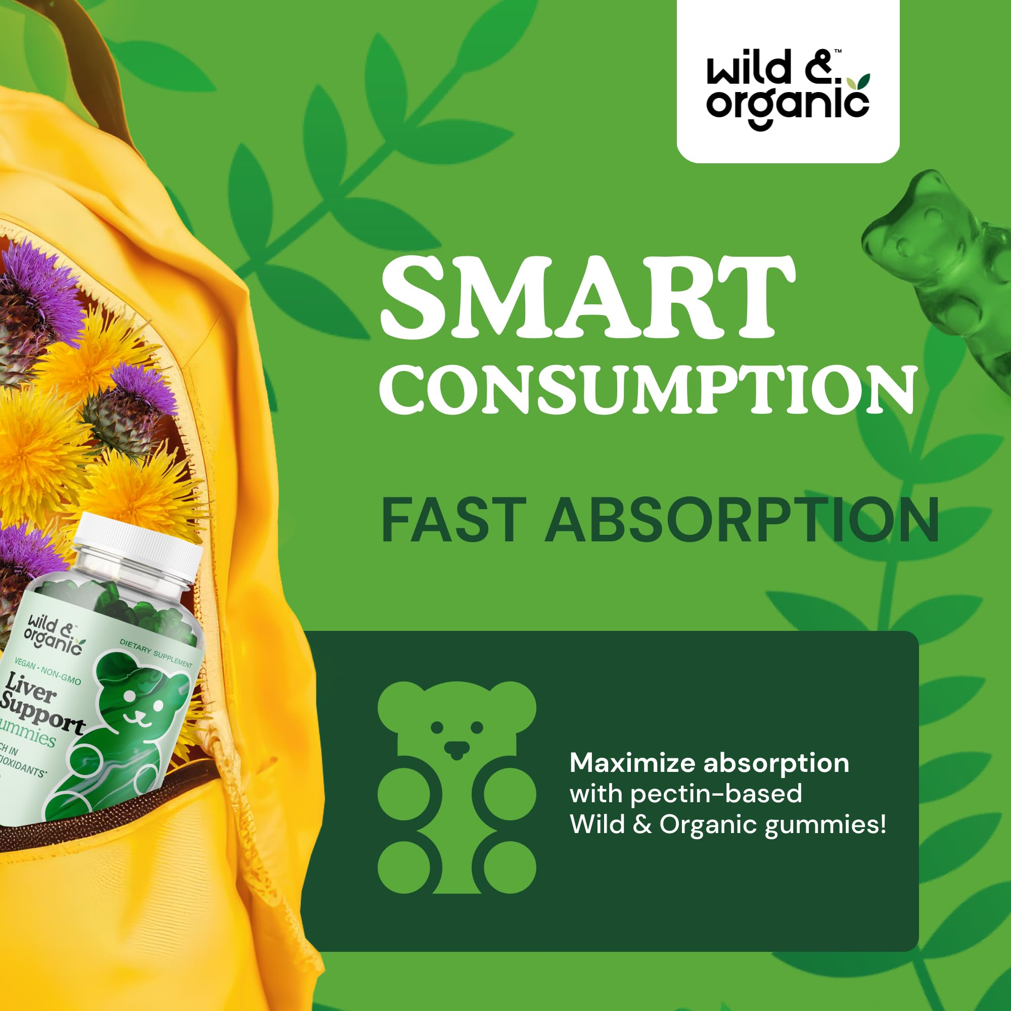 Dandelion root extract ingredient close-up for Wild & Organic Liver Support Gummies