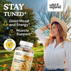 Close-up of magnesium citrate gummies in bottle