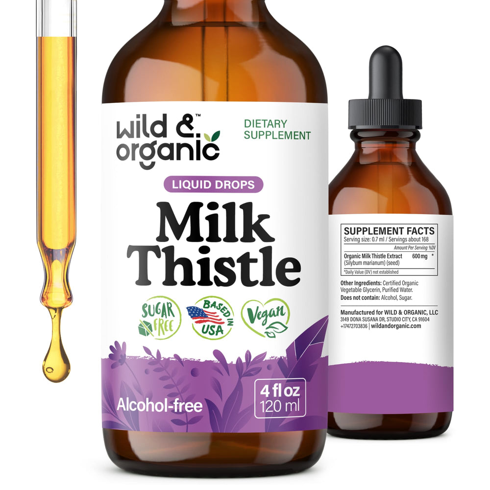 Front view of Wild & Organic Milk Thistle Drops bottle - 4 oz