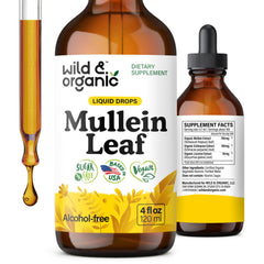 Wild & Organic Mullein Tincture bottle with 4 oz size
