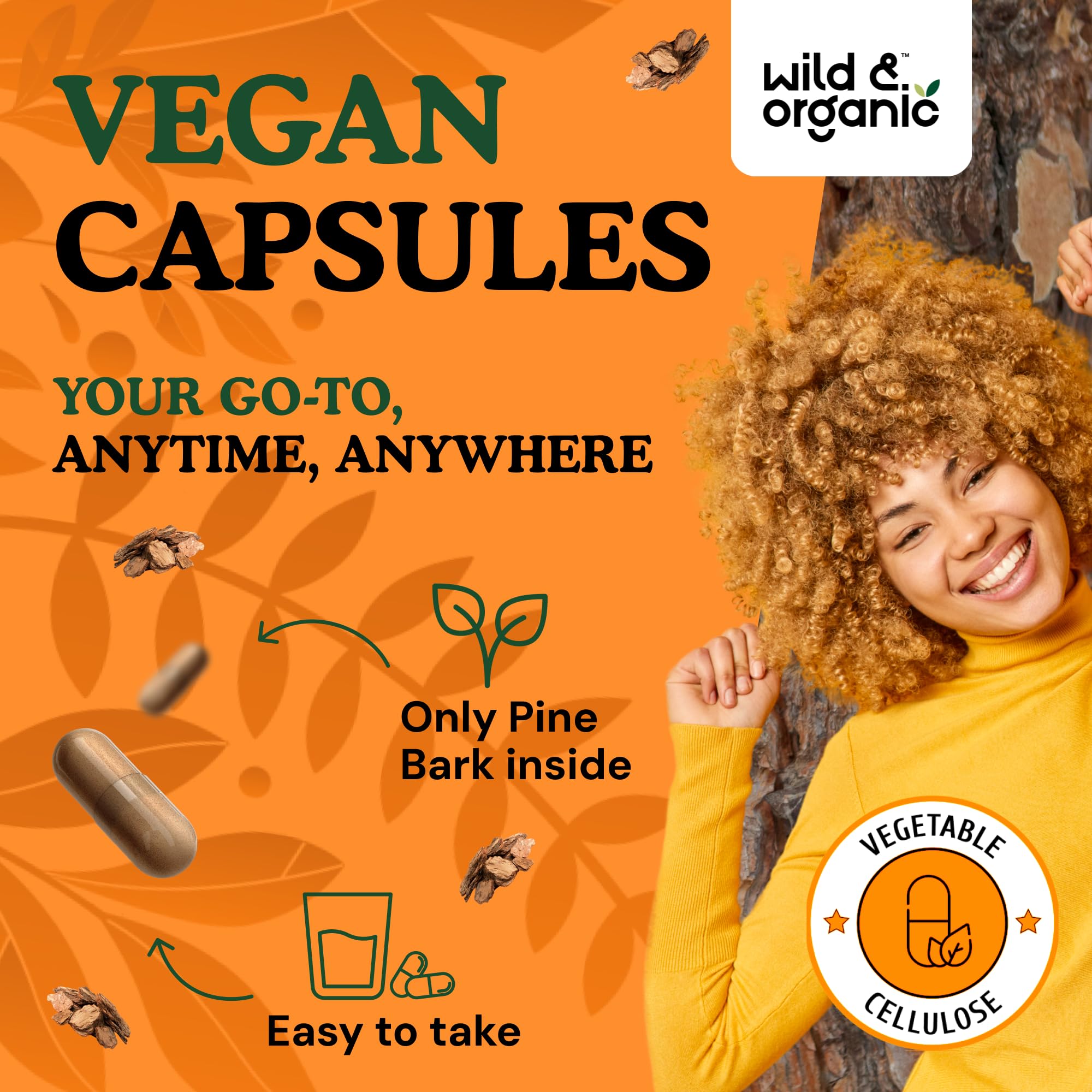 Packaging for Wild & Organic Pine Bark Extract 300 mg 2-month supply