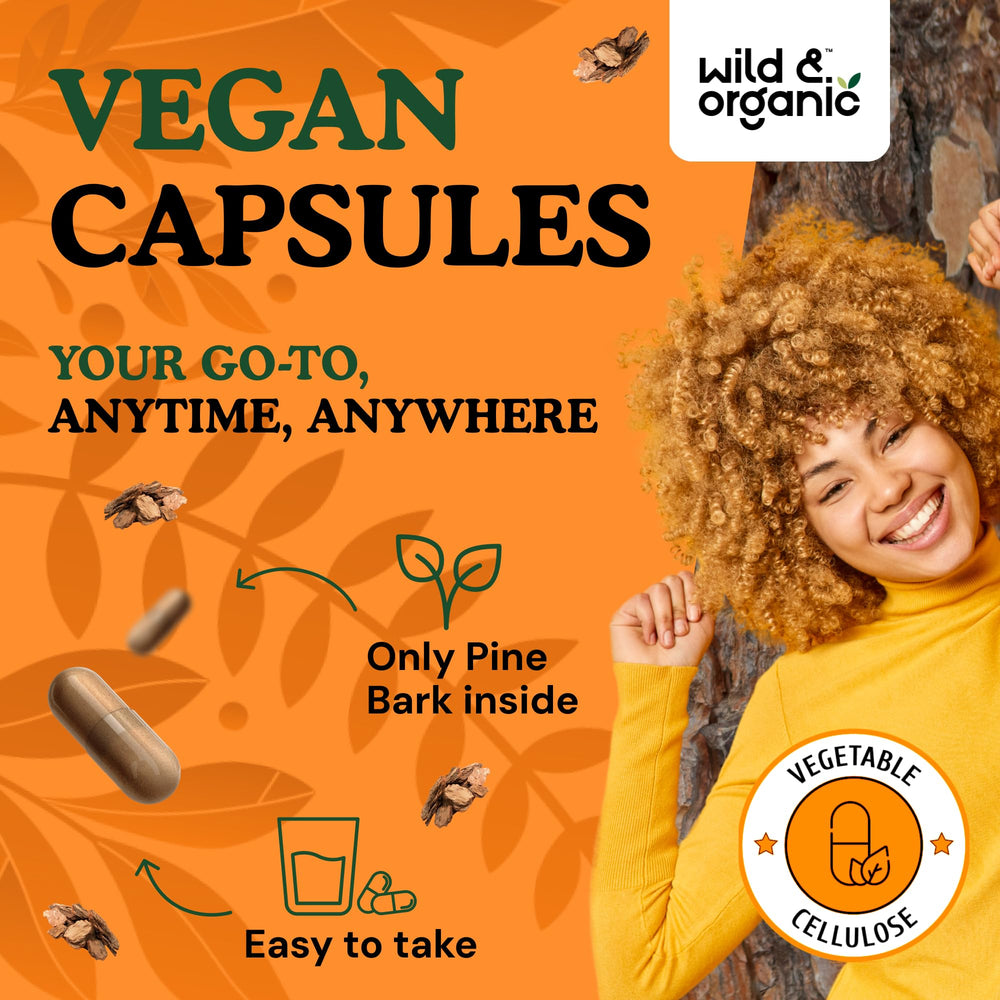 Packaging for Wild & Organic Pine Bark Extract 300 mg 2-month supply