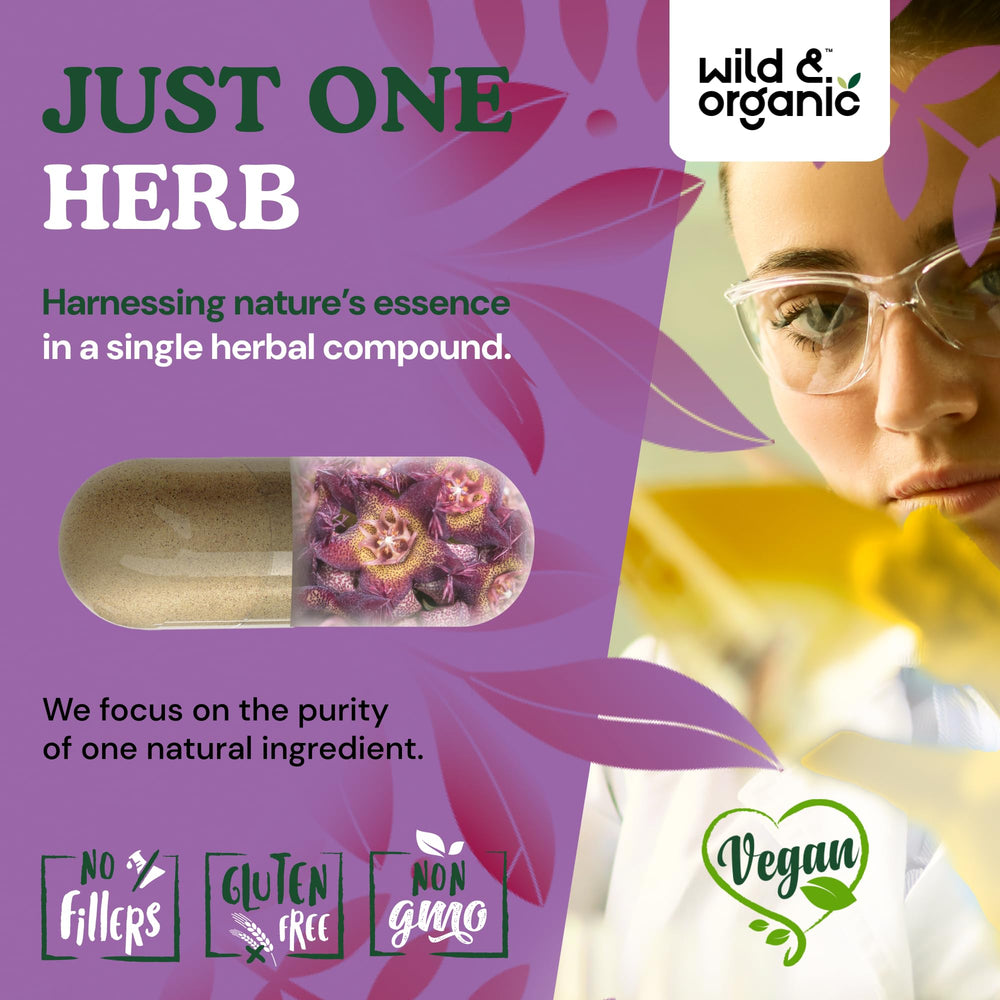 Wild & Organic product bottle with branding and packaging