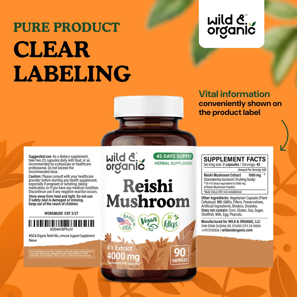 Sustainable packaging of Wild & Organic Reishi capsules