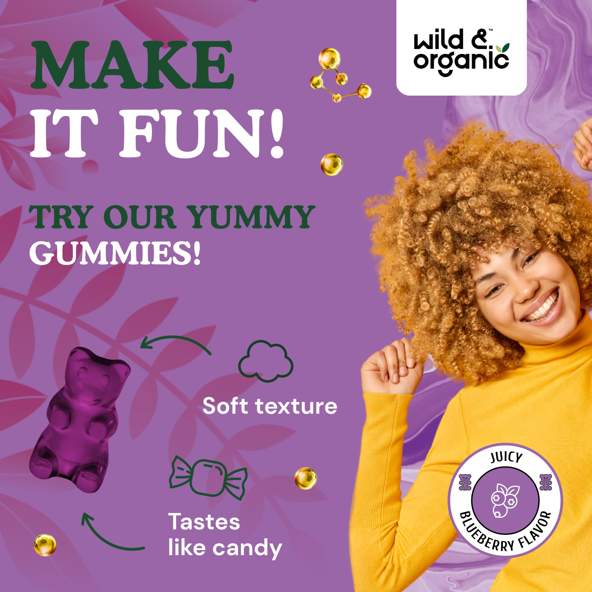 Back view of bottle showing 60 gummies and 30-day supply