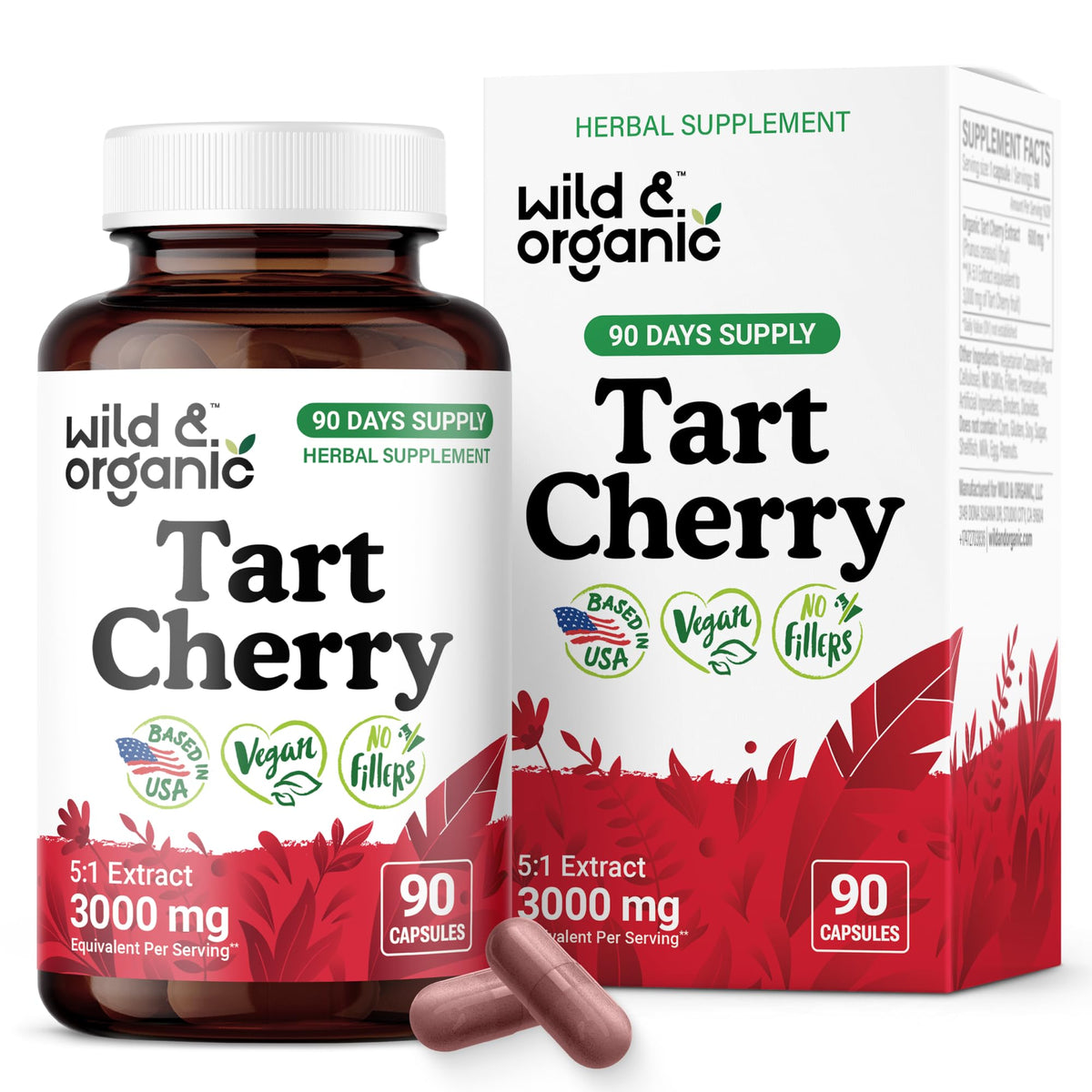 Wild & Organic Tart Cherry Capsules bottle 600 mg