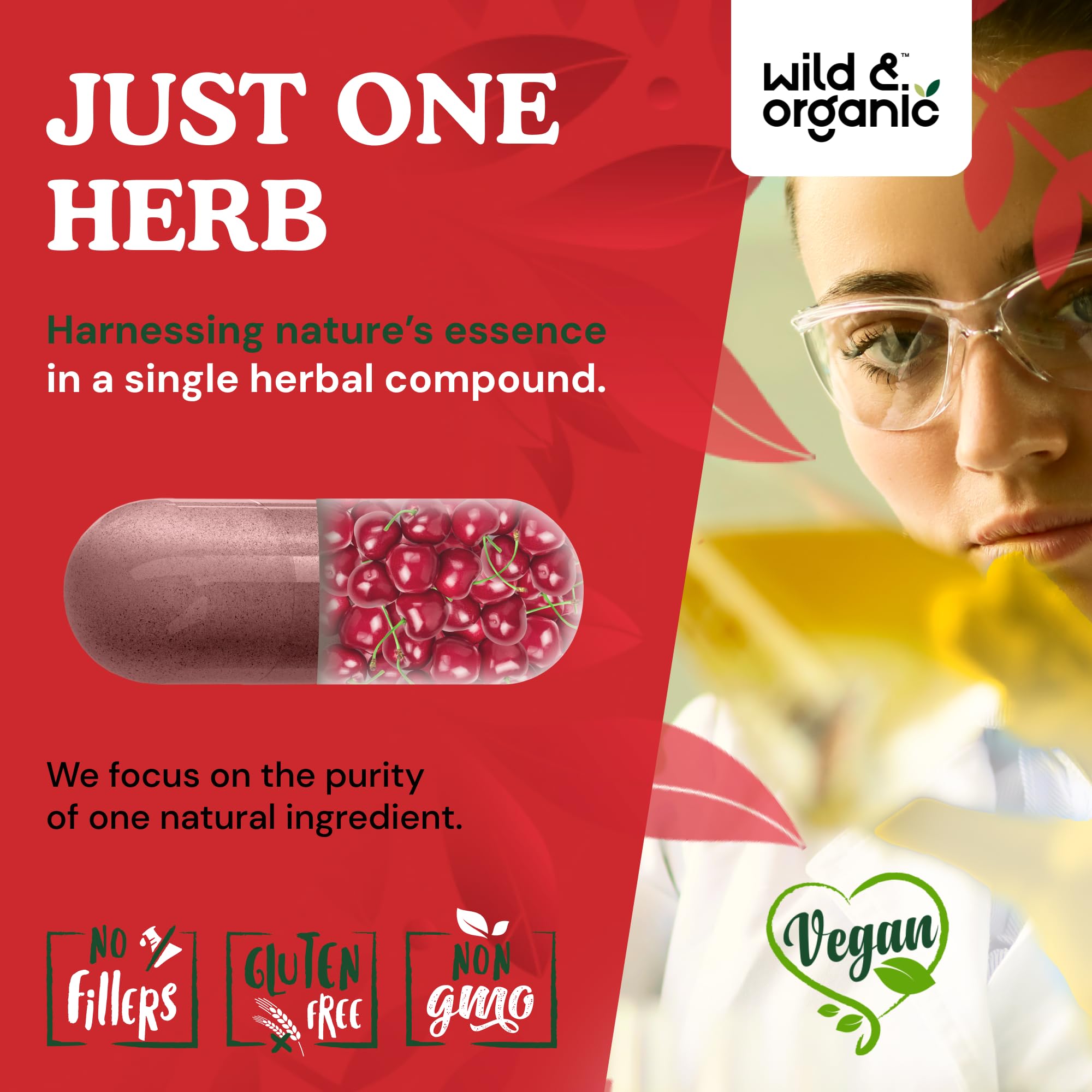 180-day supply visual: bottle with 180 tart cherry extract capsules