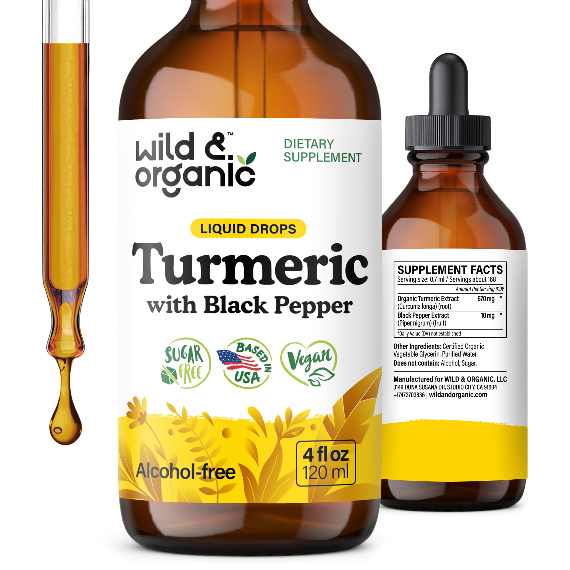 Wild & Organic Turmeric Tincture bottle label