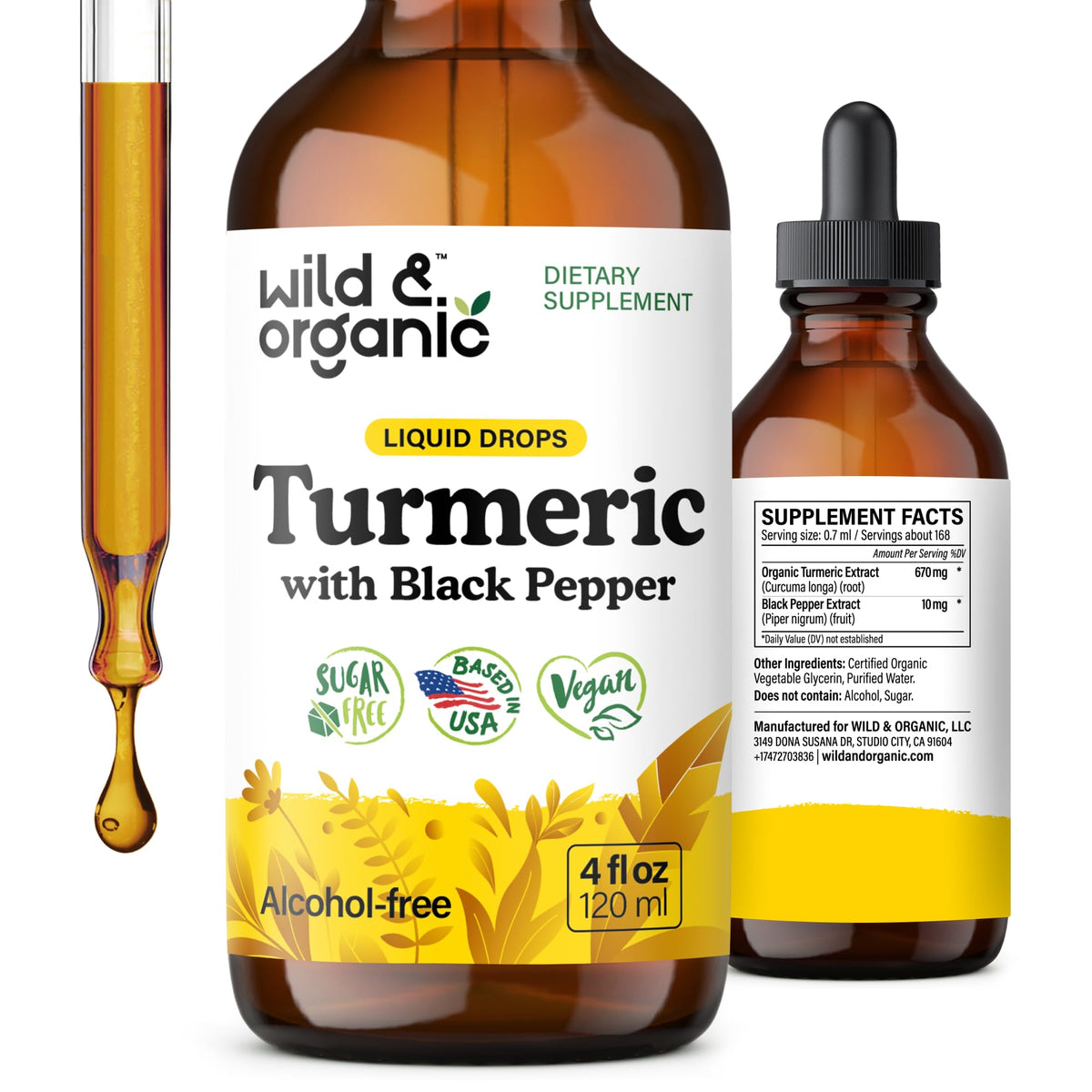 Wild & Organic Turmeric Tincture bottle label