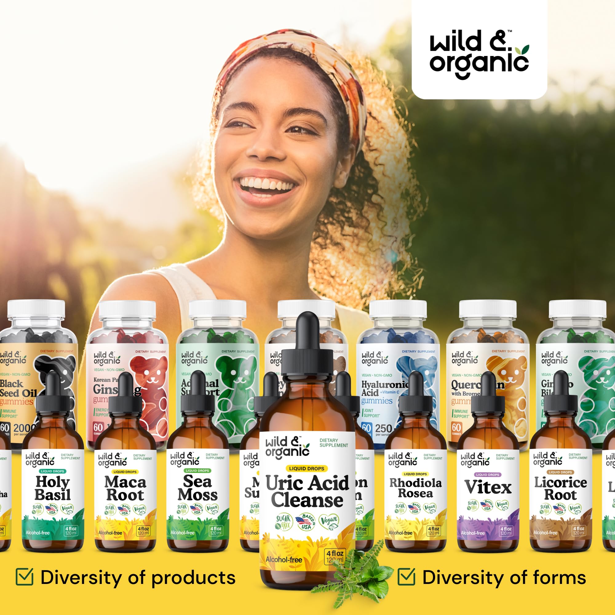 Clear liquid drops with herbal blend in tincture