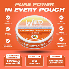 Side view of Wild Raspberry Lemon Heat caffeine pouches can