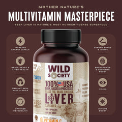 USA grass-fed beef liver capsules, 3000mg per serving