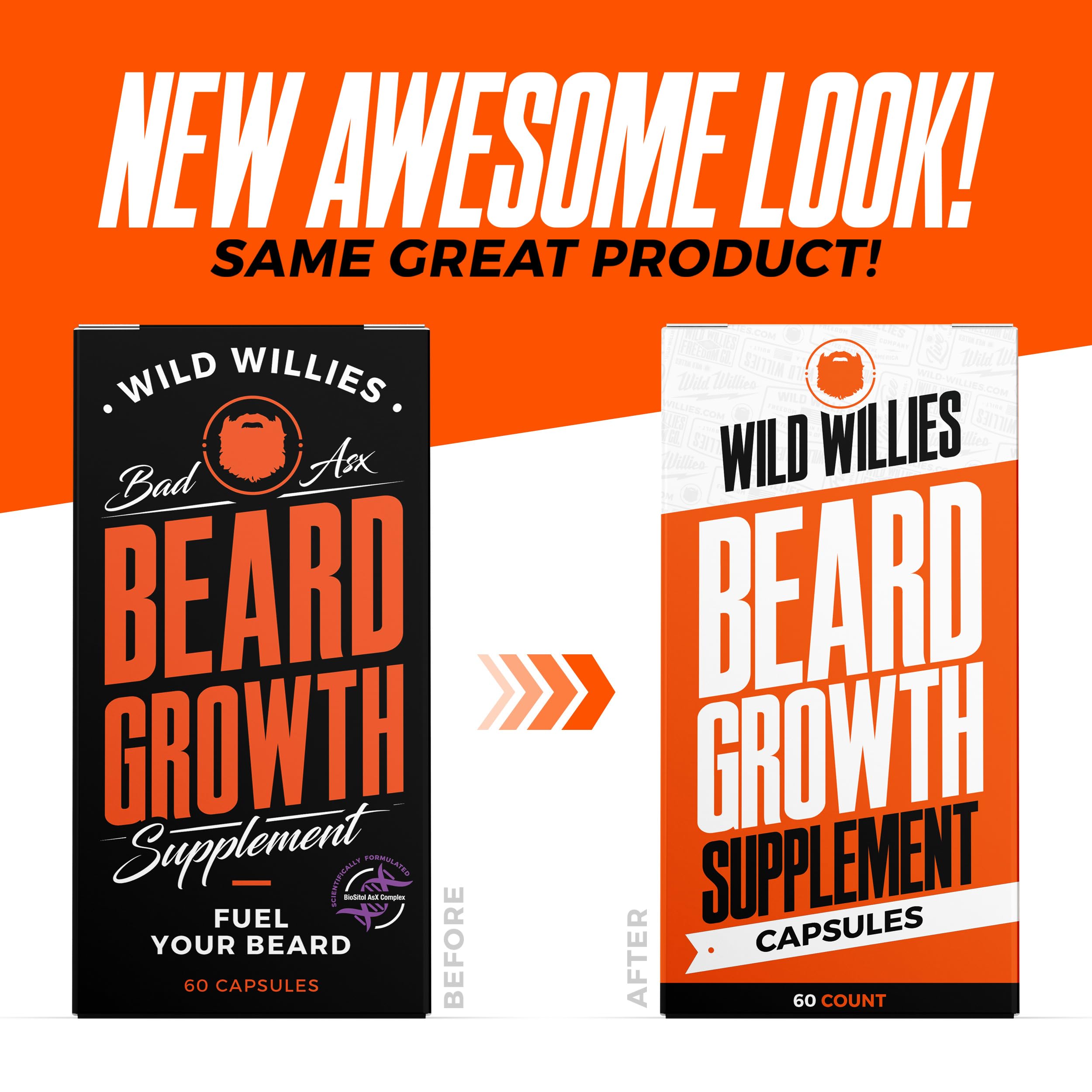 Before and after results using Wild Willies beard kit