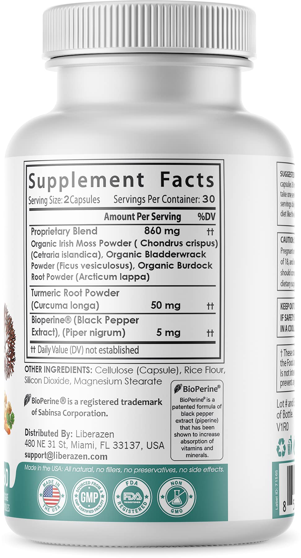 Wildcrafted seamoss blend with turmeric, burdock, and bladderwrack