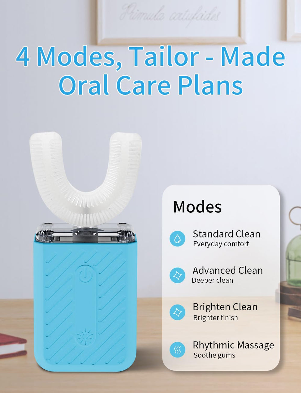 Four cleaning modes: Standard Clean, High-Efficiency Clean, Brighten, Gentle Massage