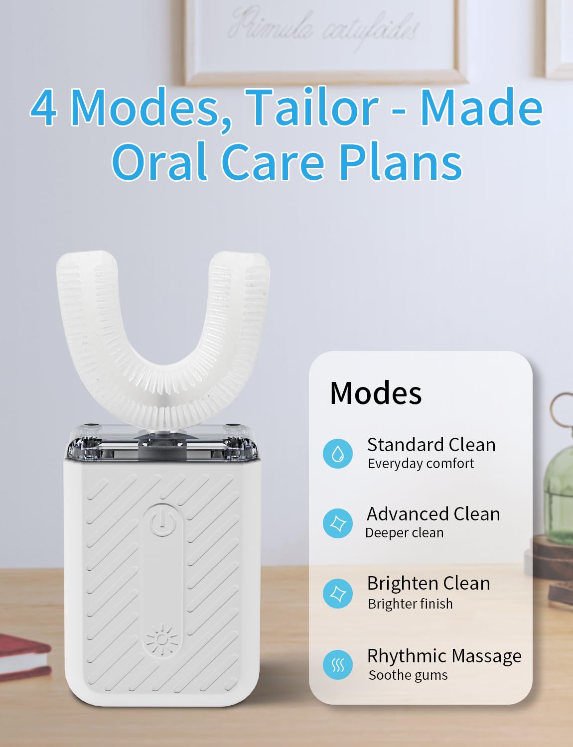 Four cleaning modes: Standard Clean, High-Efficiency Clean, Brighten, Gentle Massage