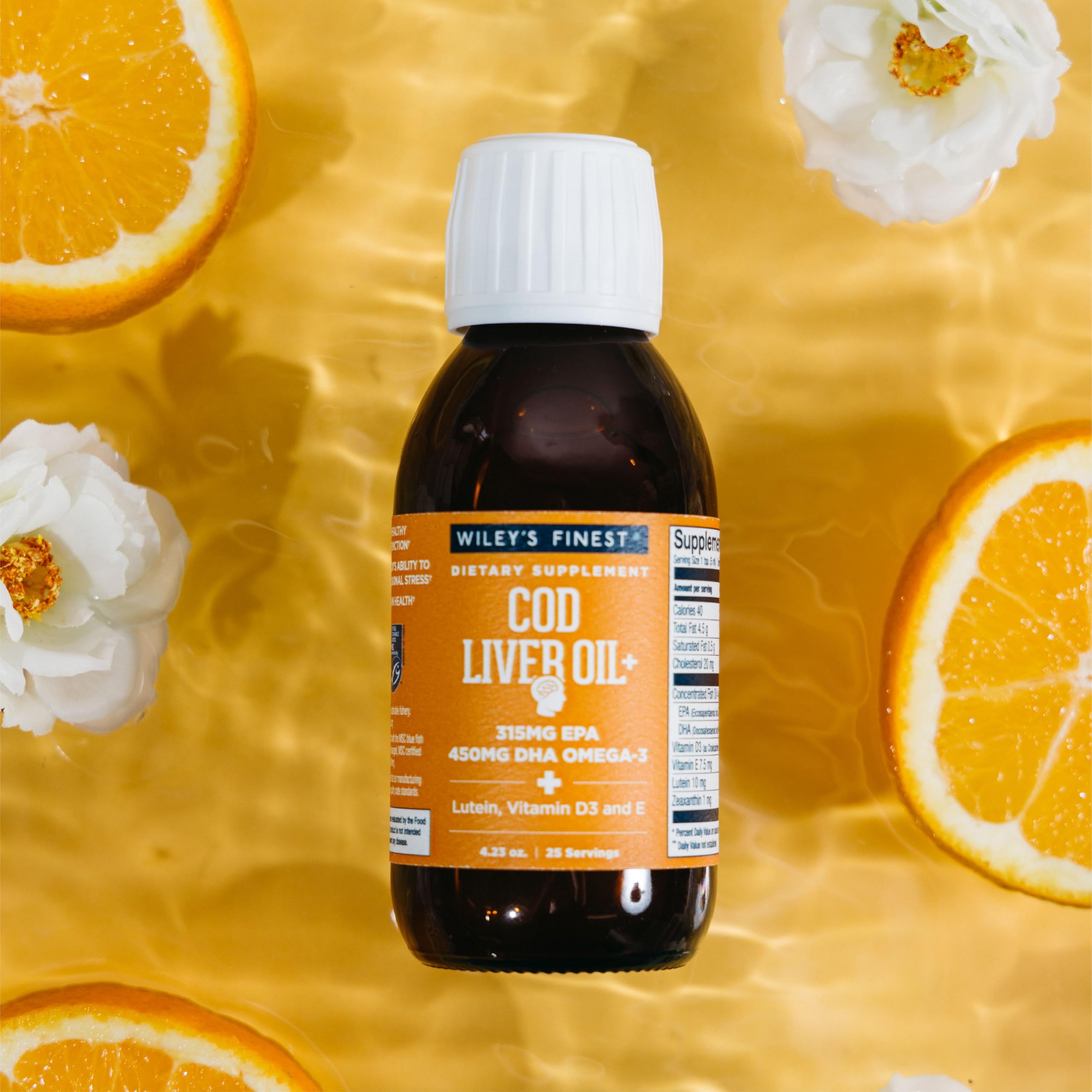 Vitamin D3, Vitamin E, and lutein listed on bottle