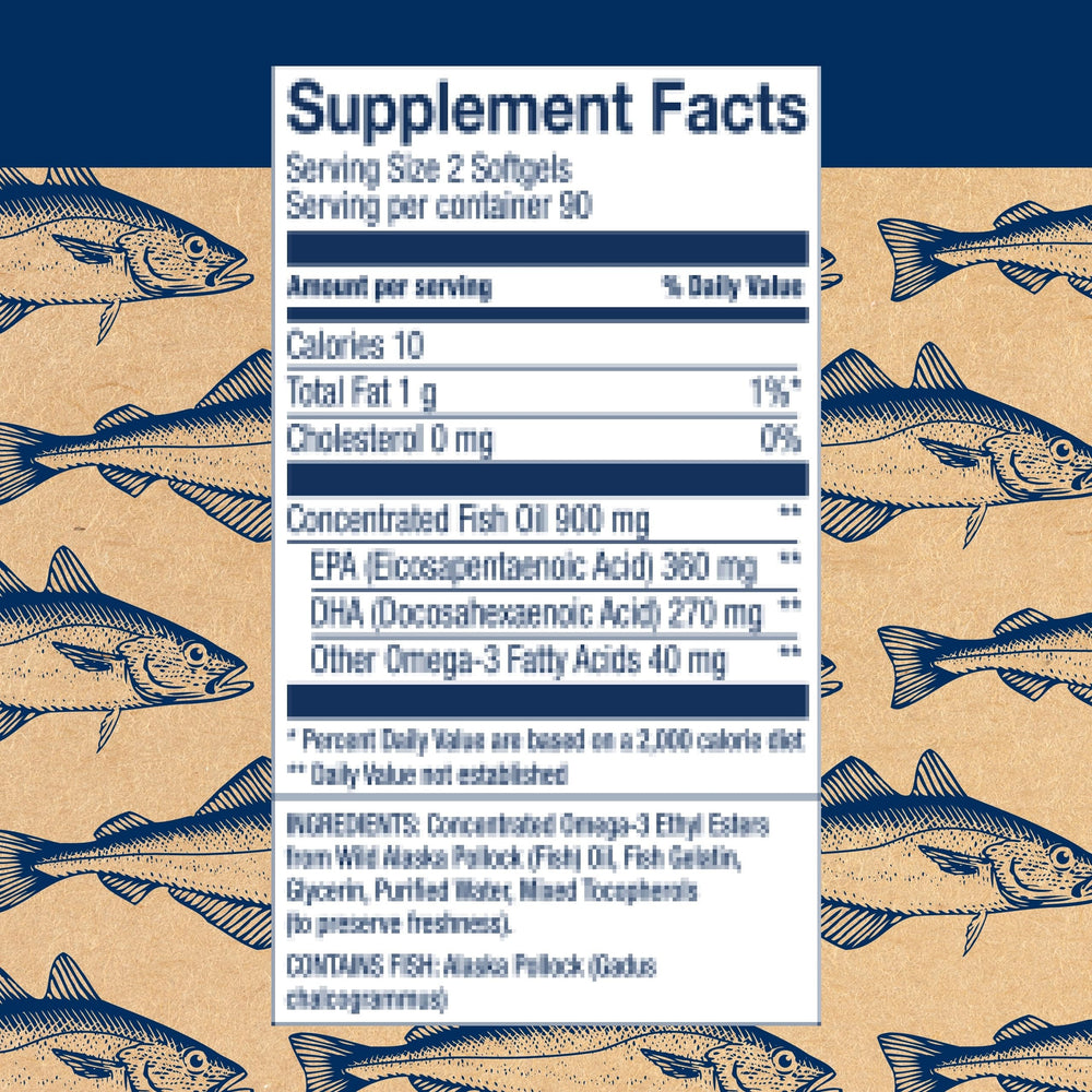 Close-up of mini easy-swallow fish oil softgels