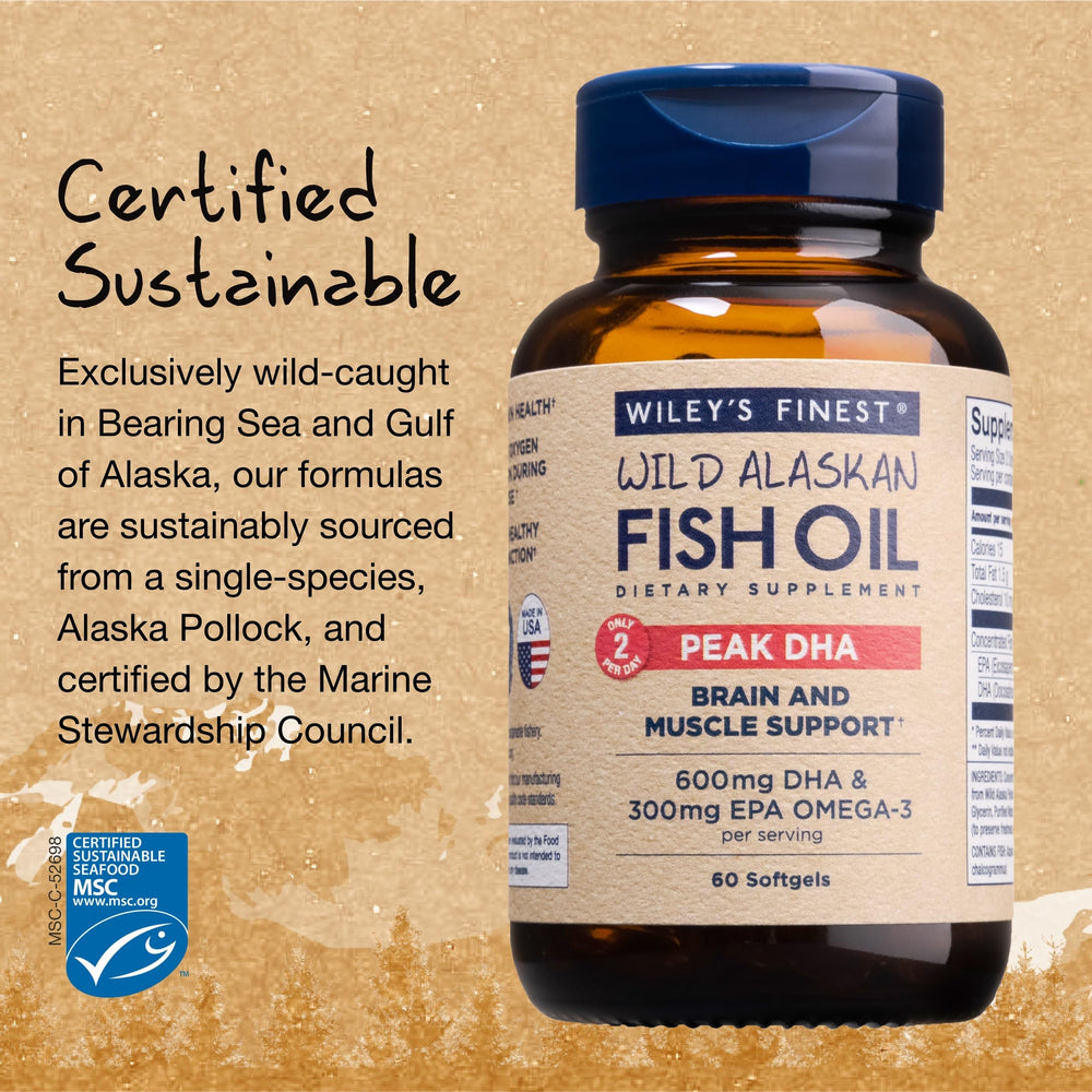 MSC sustainability seal on Wiley's Finest Fish Oil packaging