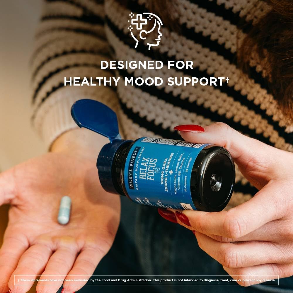 Supplement facts and ingredients label for Relax Focus