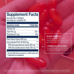 Close-up of omega-3 softgel showing 350mg EPA and 180mg DHA