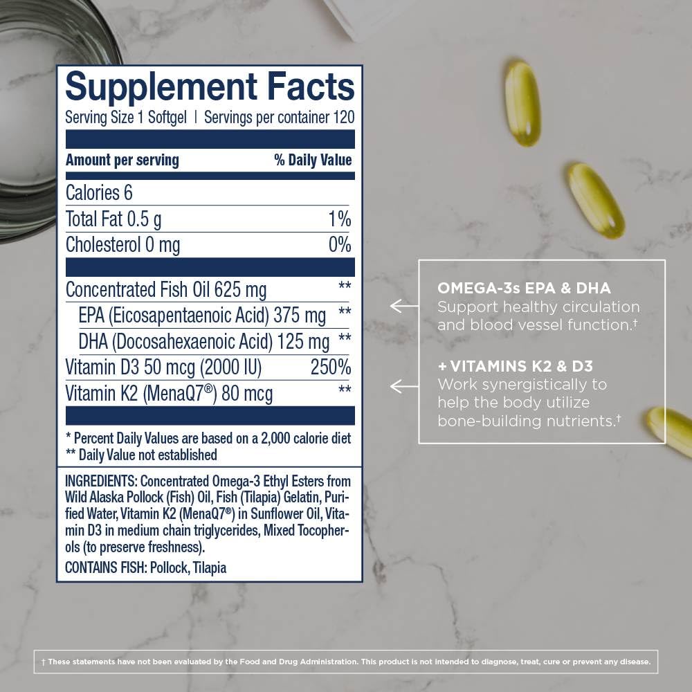 Omega-3 softgels with 500mg EPA/DHA per serving