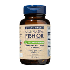 Packaging for Wiley's Finest Wild Alaskan Fish Oil Easy Swallow Minis (60 softgels)