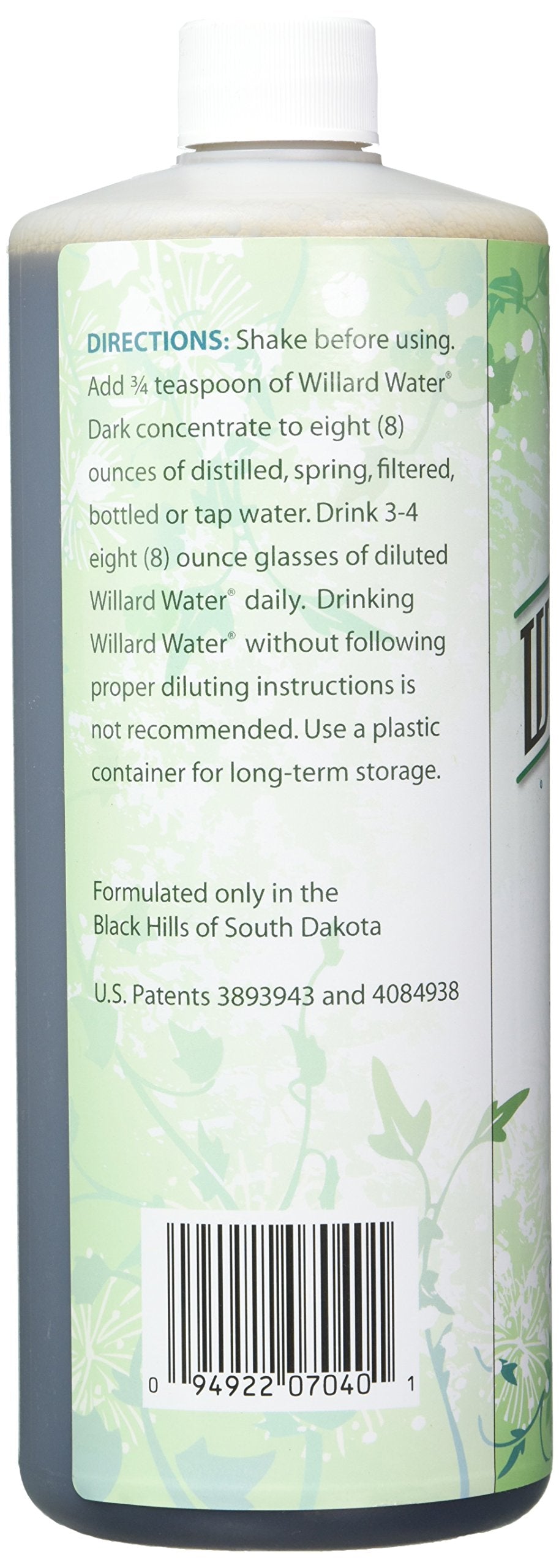 Close-up of Willard Water XXX Dark concentrate bottle
