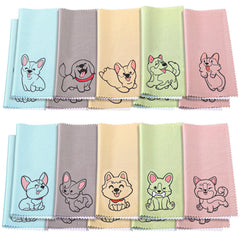 WILLBOND 20-pack microfiber eyeglass cleaning cloths with blue dog design