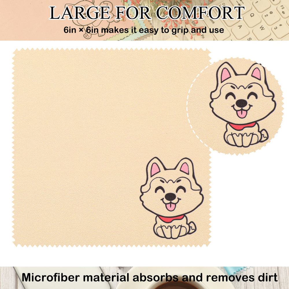 Yellow dog pattern microfiber cleaning cloth for phones and glasses