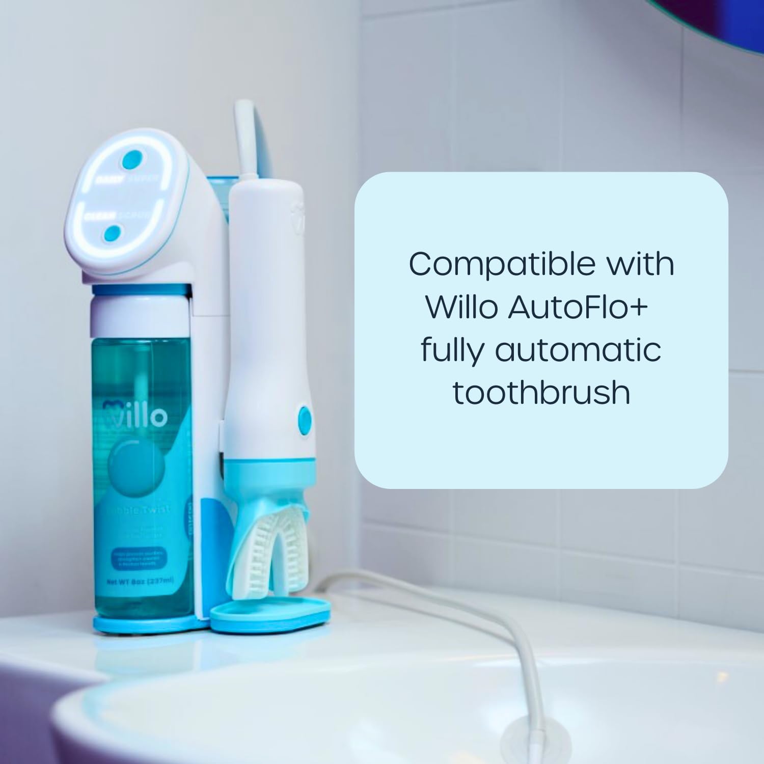Product packaging and replacement guidance for Willo Opticlean mouthpiece
