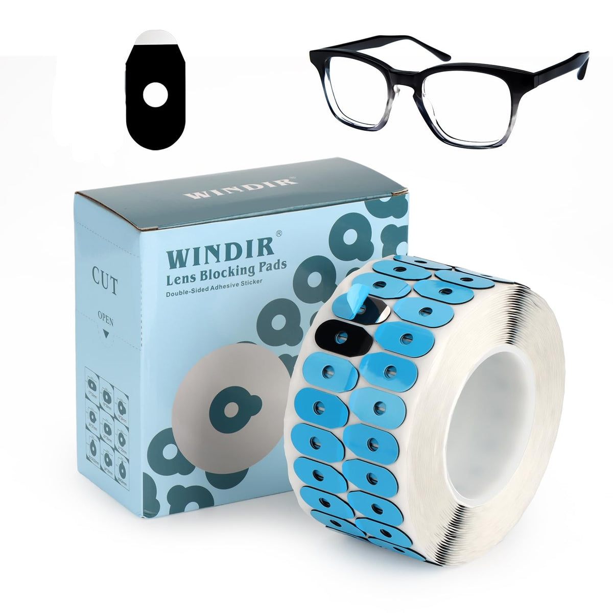 WINDIR blocking pads box with 1000pcs for lens edging