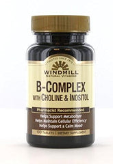 Bottle of Windmill B-Complex with Choline and Inositol Tabs - 100 count