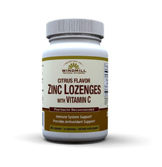 Windmill Zinc Lozenges with Vitamin C Honey Lemon bottle label