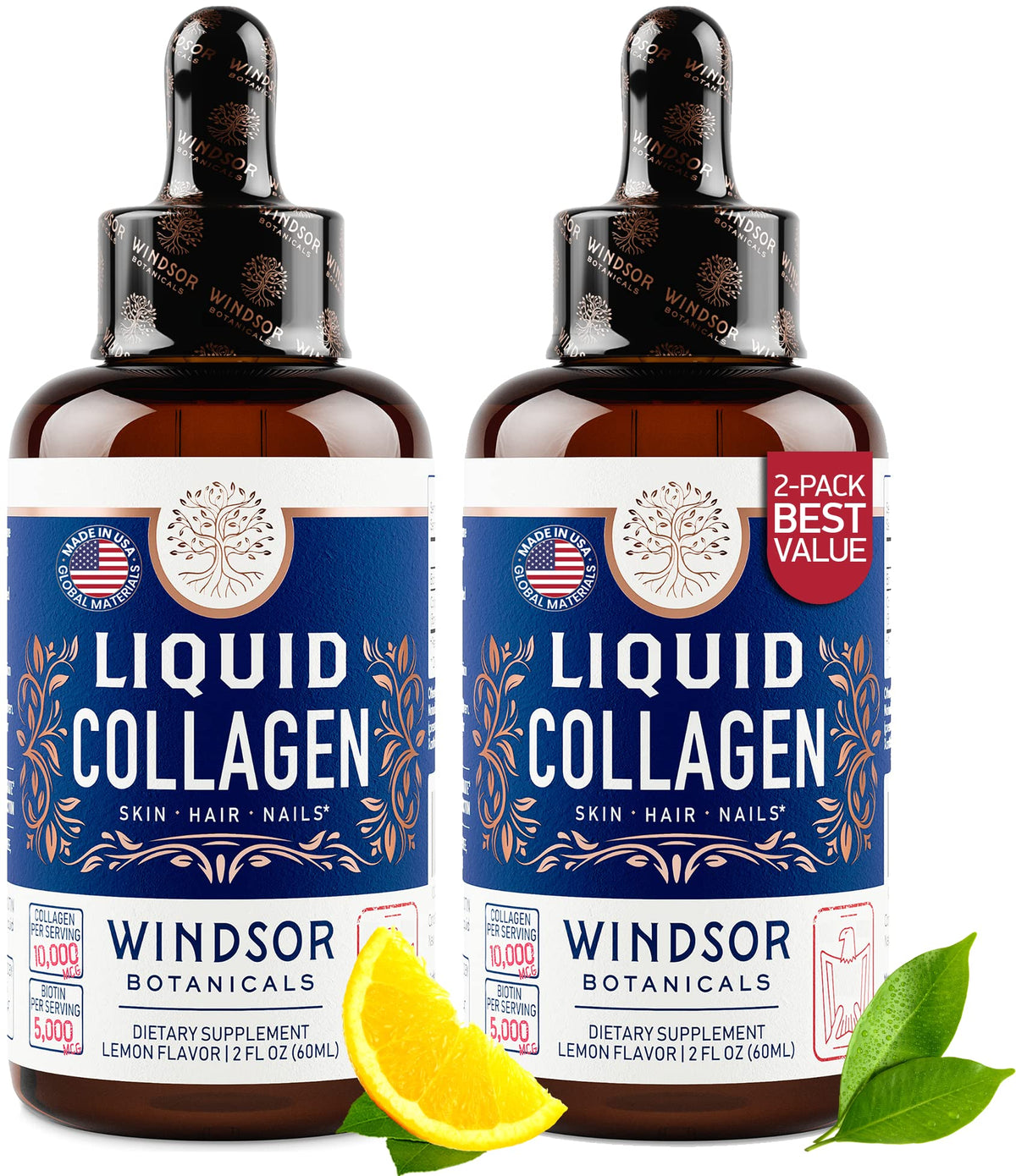 Product hero image of Windsor Botanicals Liquid Collagen in lemon flavor for men and women