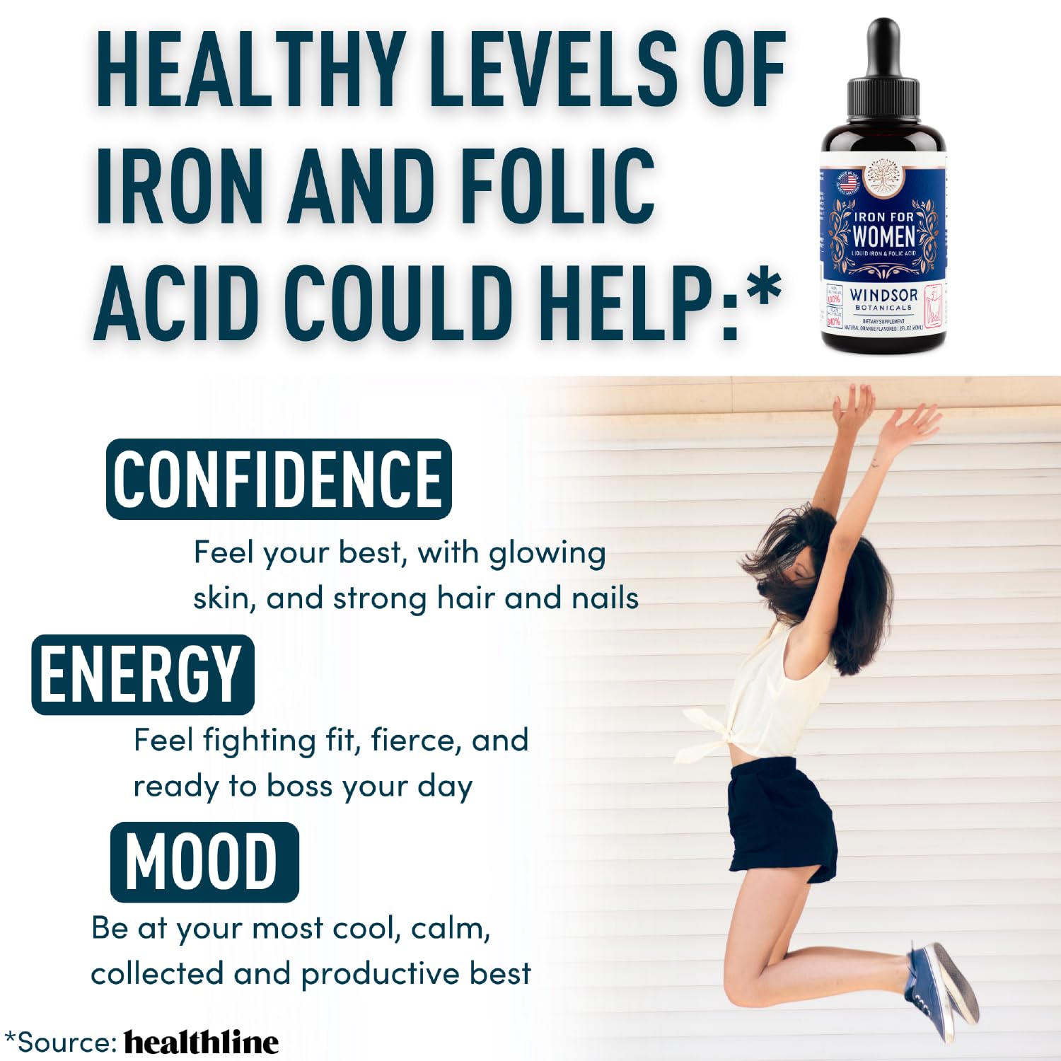 Ingredient montage for folic acid and iron supplement