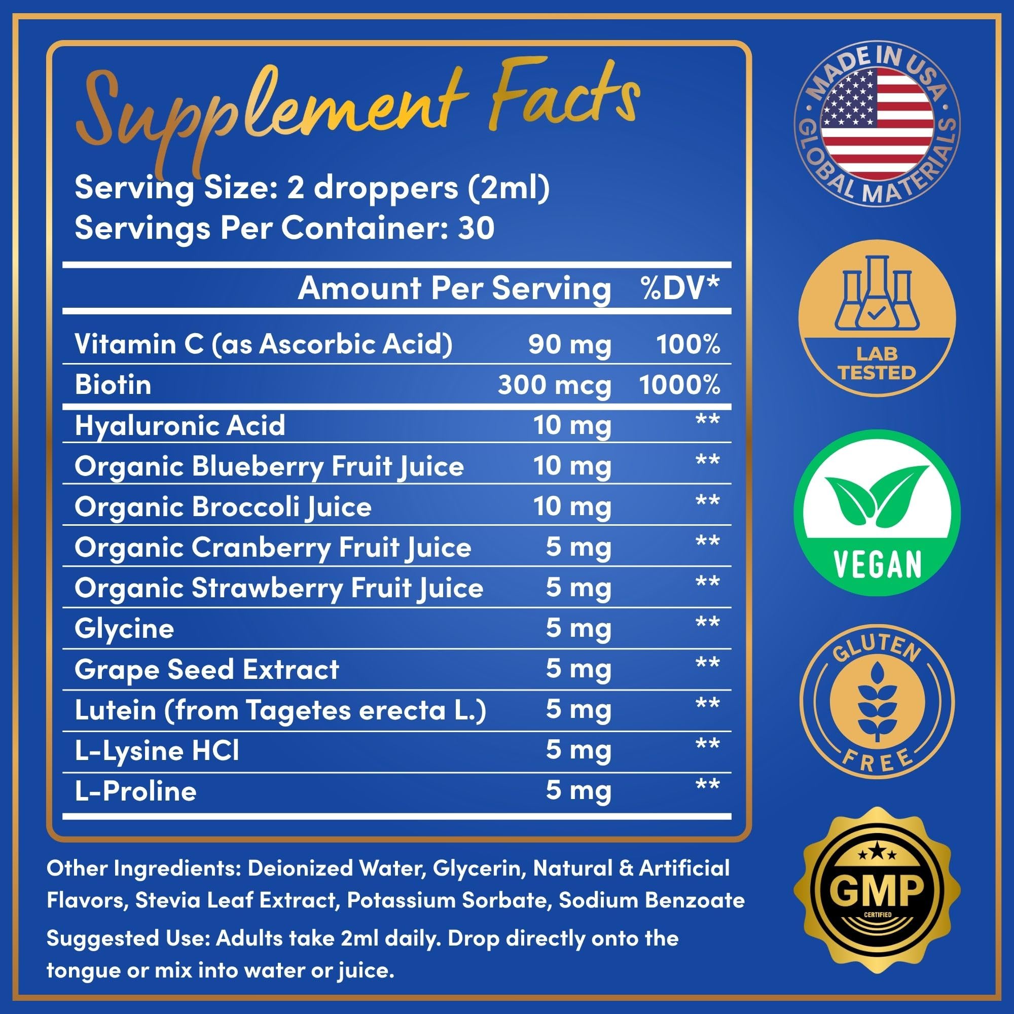 Graphic highlighting benefits for hair, skin and nails