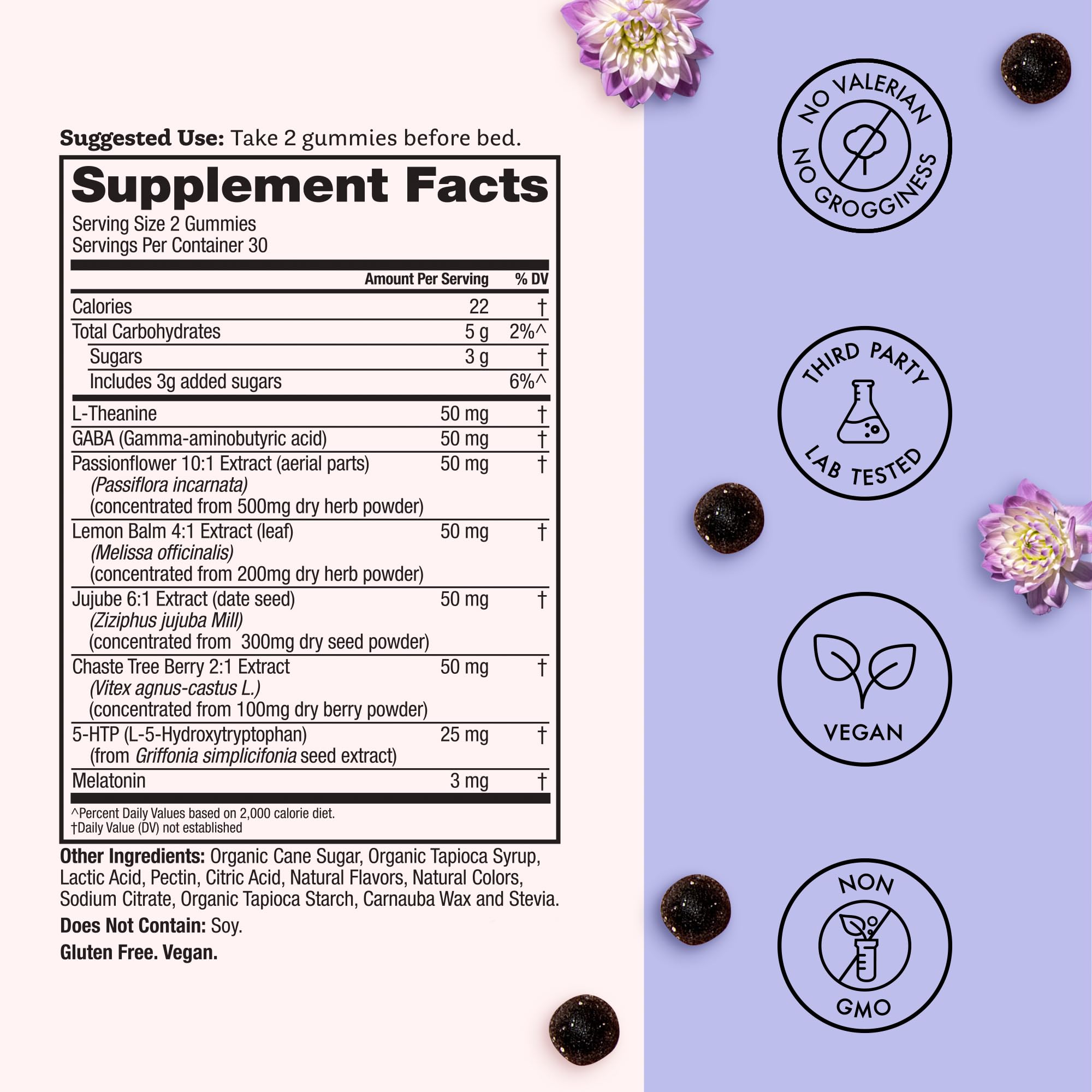 Gummies with GABA and L-Theanine for deeper rest