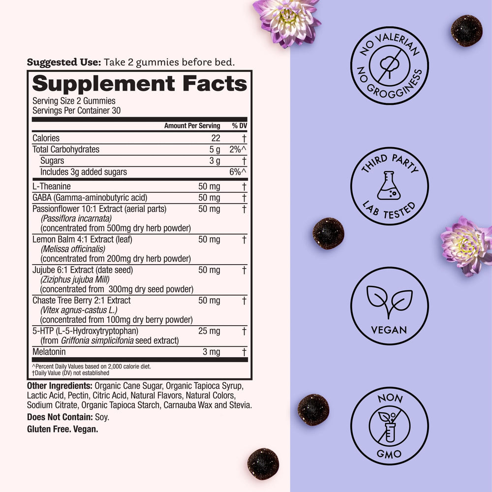 Gummies with GABA and L-Theanine for deeper rest