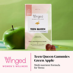 Close-up of green apple flavored Teen Queen gummy