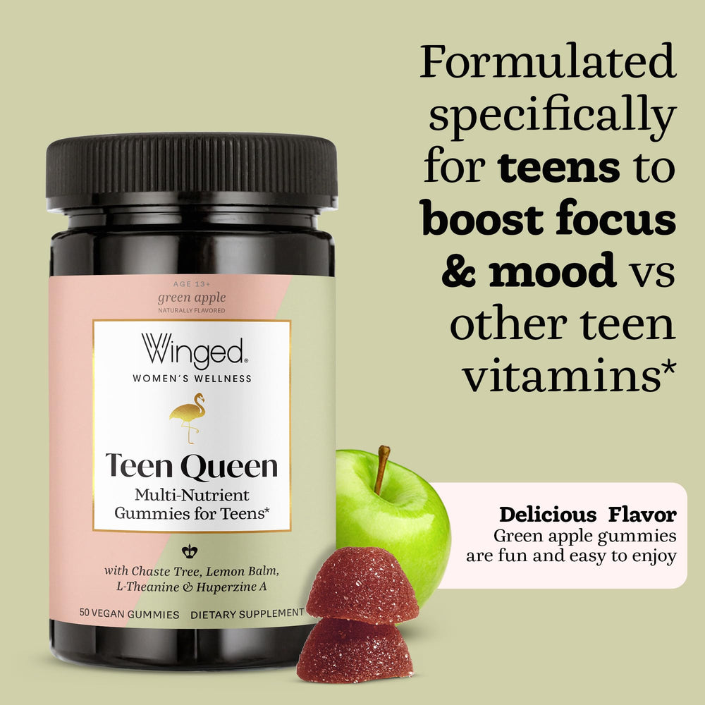 Third-party tested quality seal on Winged Wellness Teen Queen Gummies