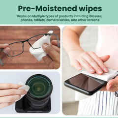 Single sealed WipeWell wipe packet for portable lens cleaning