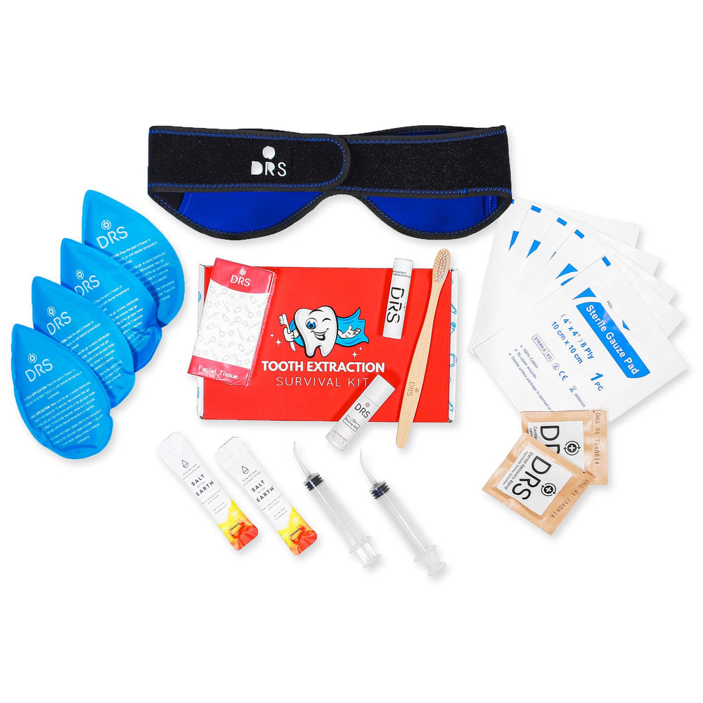 Gauze, tea bags, tissues, and lip balm included in the kit